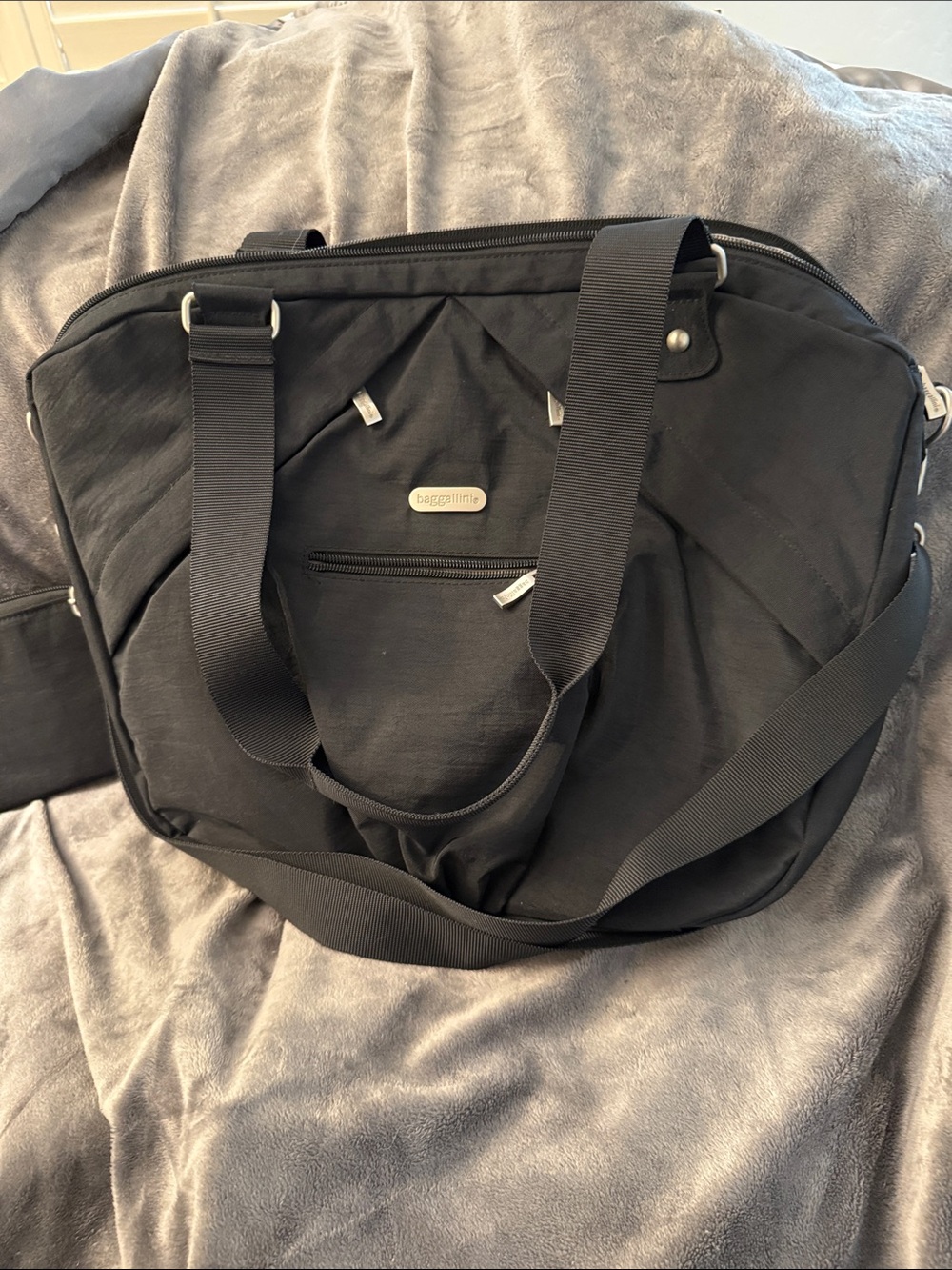 Baggallini Black Nylon Tote with Crossbody Strap